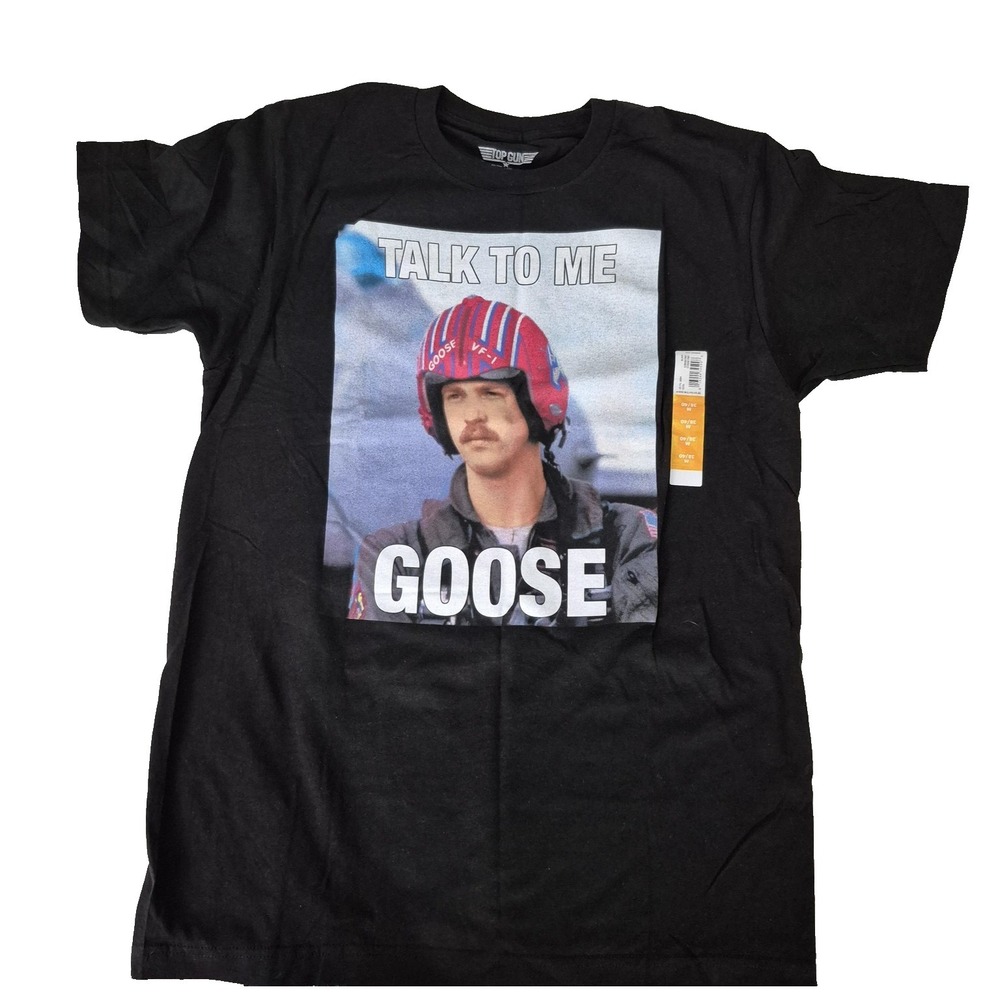 Top Gun Shirt Mens Medium Black Talk‎ To Me Goose Graphic Movie Tee